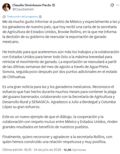 mensaje de Sheinbaum
