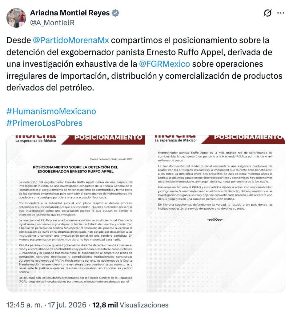 Respuesta de Ariadna Montiel a Calderón por el caso Ruffo