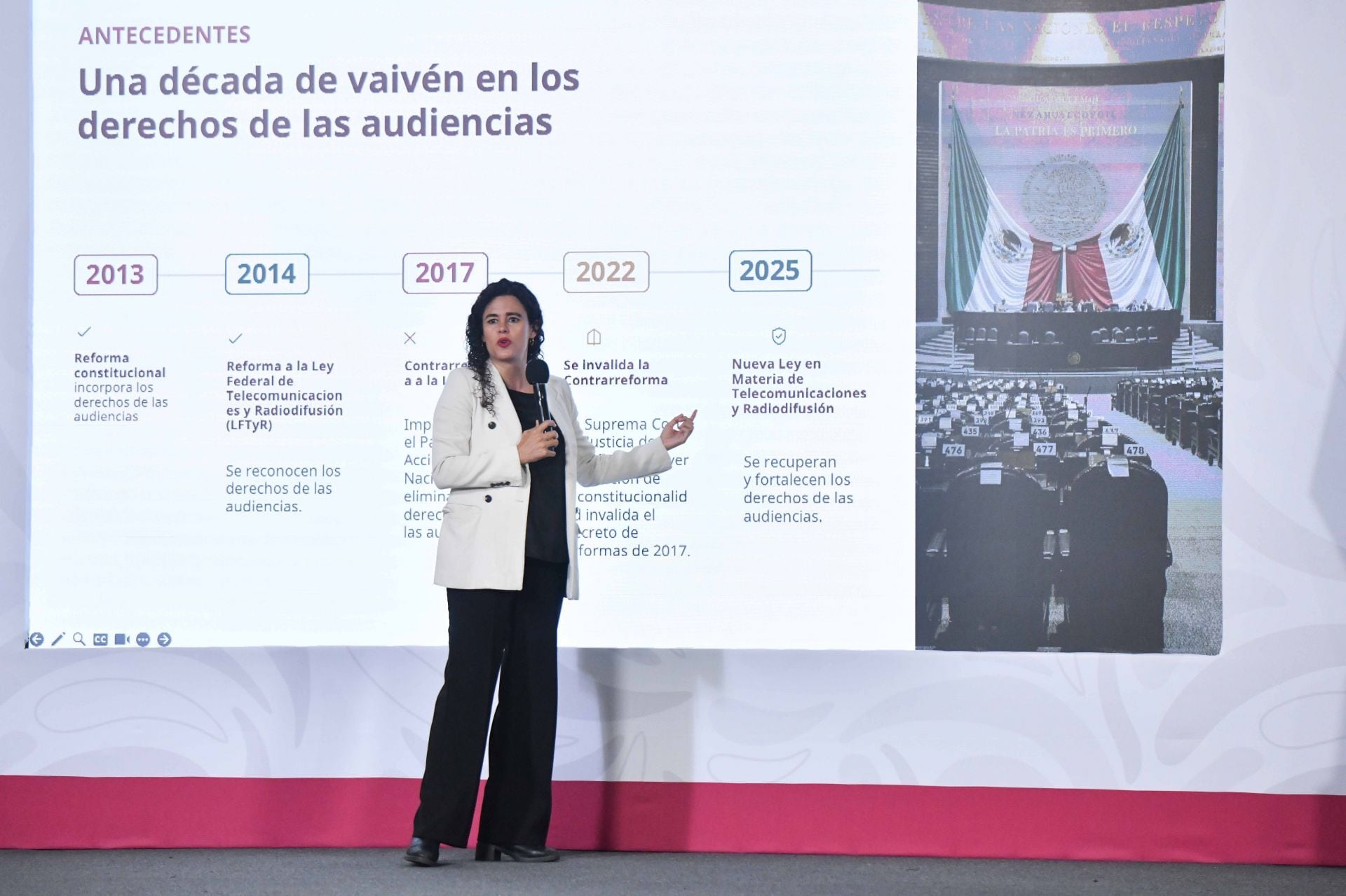 Luisa Alcalde presenta lineamientos para proteger los derechos de las audiencias