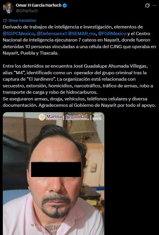 o62x437cyjevbgnyhqilu3enke-1 Harfuch confirma detención de José Guadalupe Ahumada Villegas ‘M4’, ligado al CJNG y ‘El Jardinero’