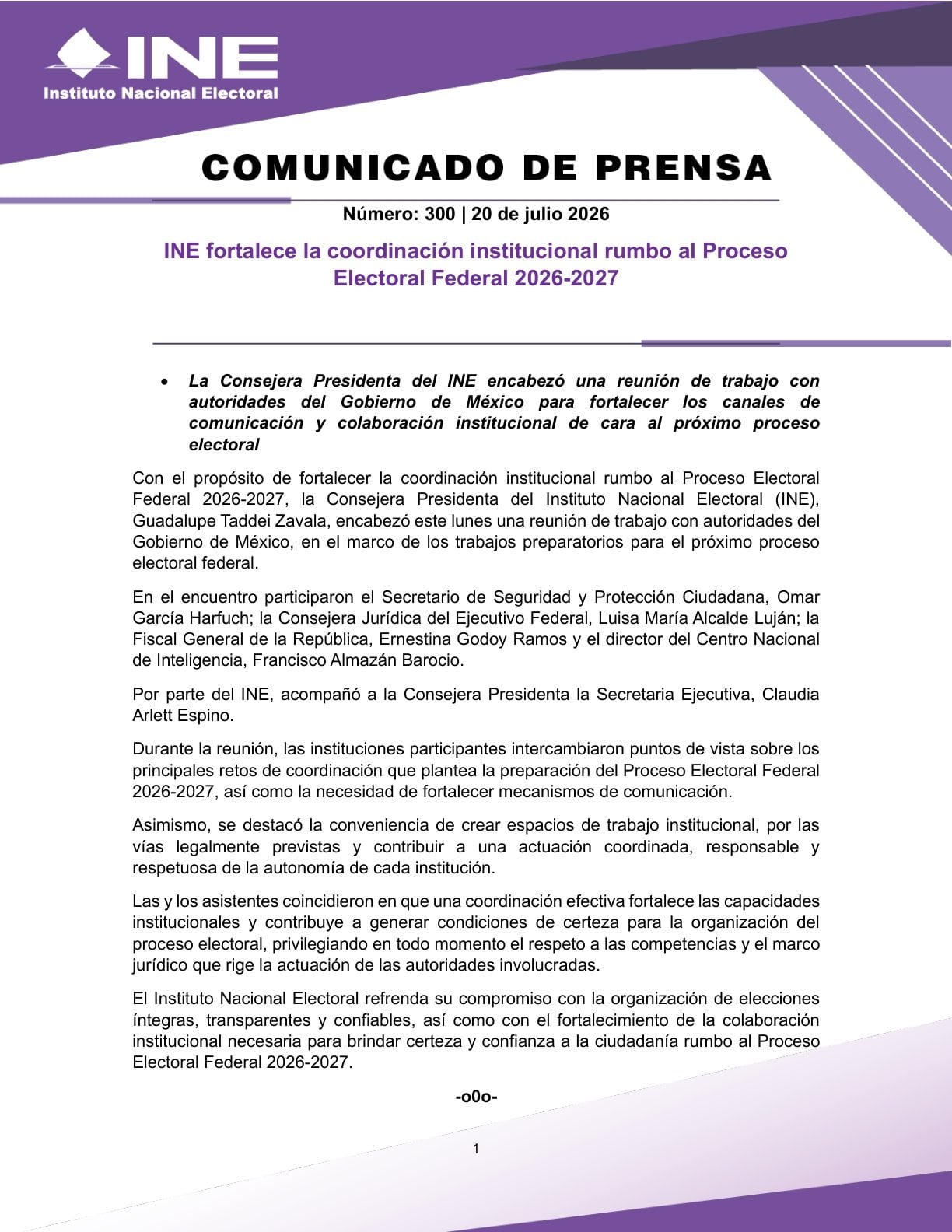 INE inicia preparativos para elecciones 2027 tras reunión con el Gabinete federal
