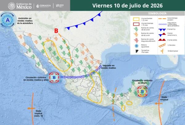 Estos estados tendrán lluvias fuertes del 8 al 10 de julio