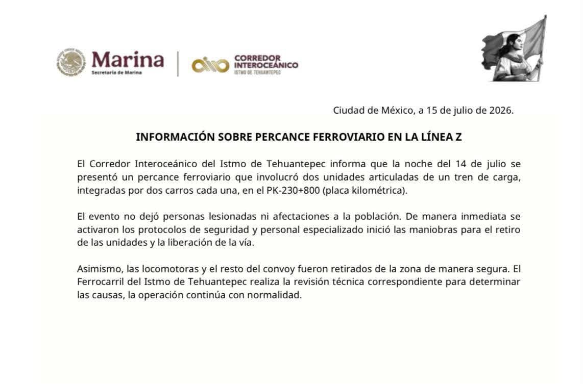 qpsj6tohpfaf7mv4zoavyk53ki Nuevo descarrilamiento del Tren Interoceánico en la misma zona del accidente de hace siete meses
