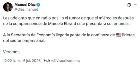 Marcelo Ebrard rompe el silencio sobre los rumores de su renuncia a Economía