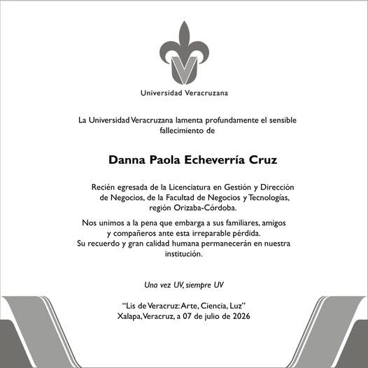 uffhgvfcnvervn64oiza3jhm5m Universidad Veracruzana lamenta la muerte de Danna Paola Echeverría, una de sus estudiantes en un accidente