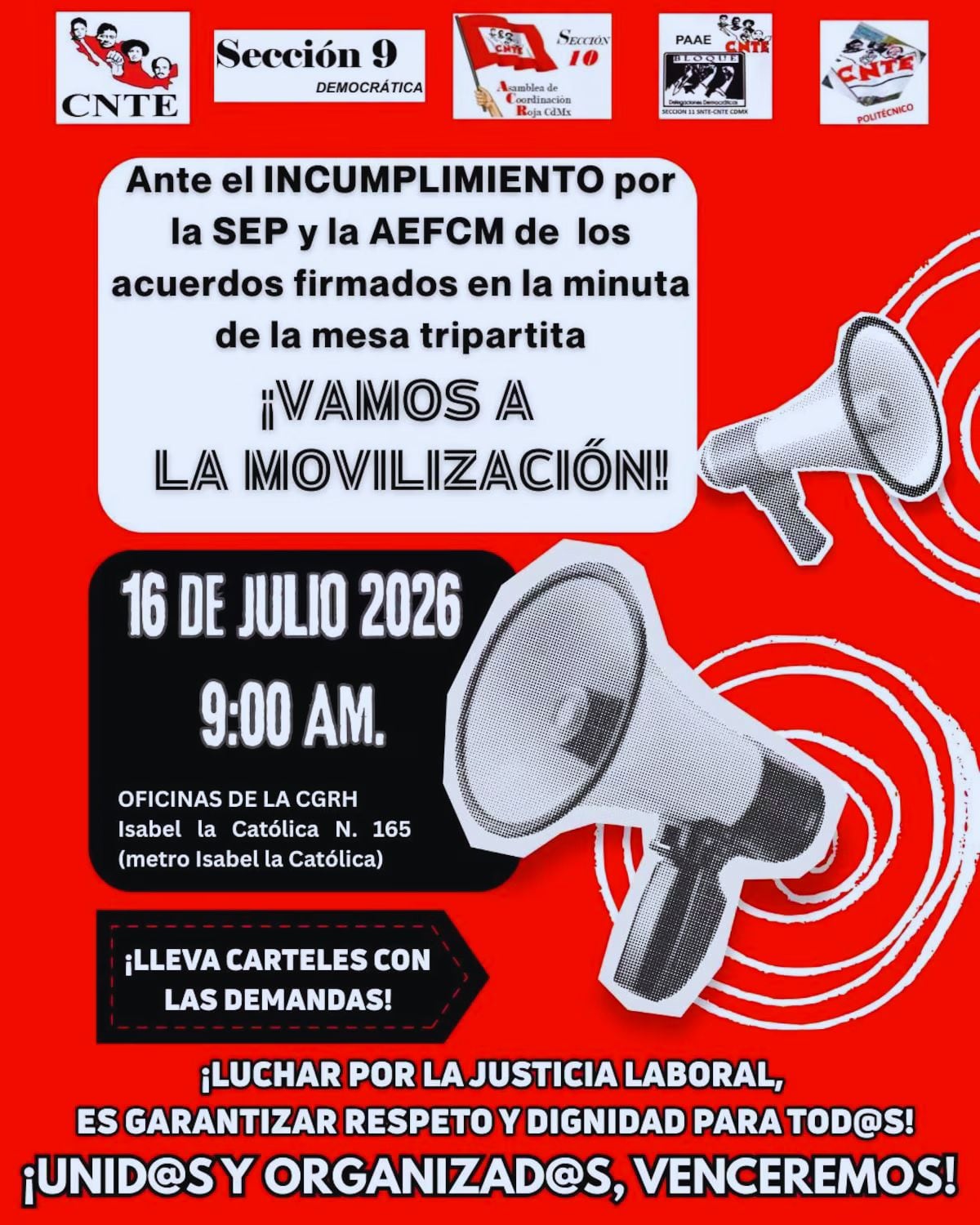 CNTE anuncia nueva movilización en CDMX este 16 de julio