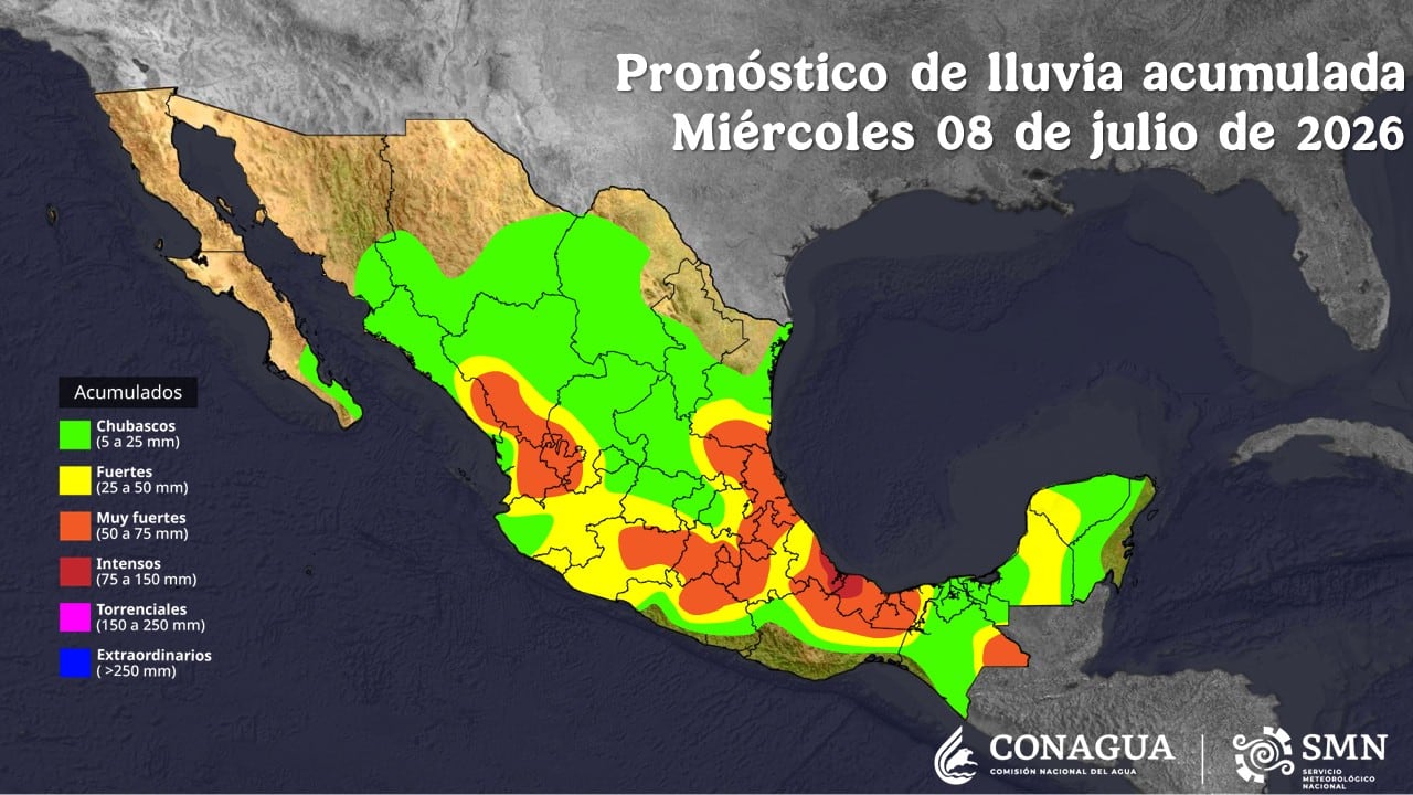 Estos estados tendrán lluvias fuertes del 8 al 10 de julio