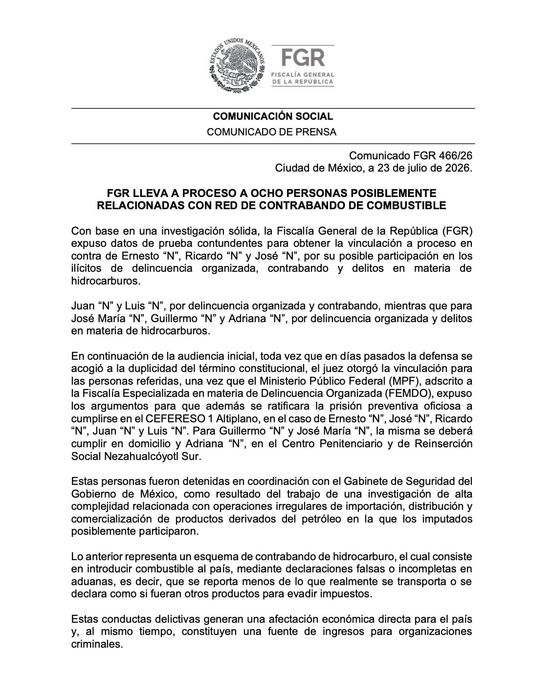 z6zolibmtzarhplady3ij5e2te Comunicado oficial de la FGR que vincula a proceso a Ernesto Ruffo Appel