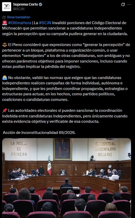 4ifuh52klfgildmopolshmt3wq SCJN valida límites a candidaturas independientes que afectan al Movimiento del Sombrero