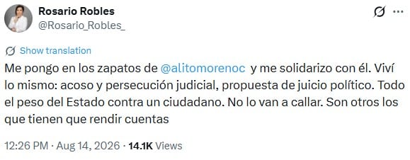 Rosario Robles respalda a Alejandro Moreno y asegura que ambos son víctimas