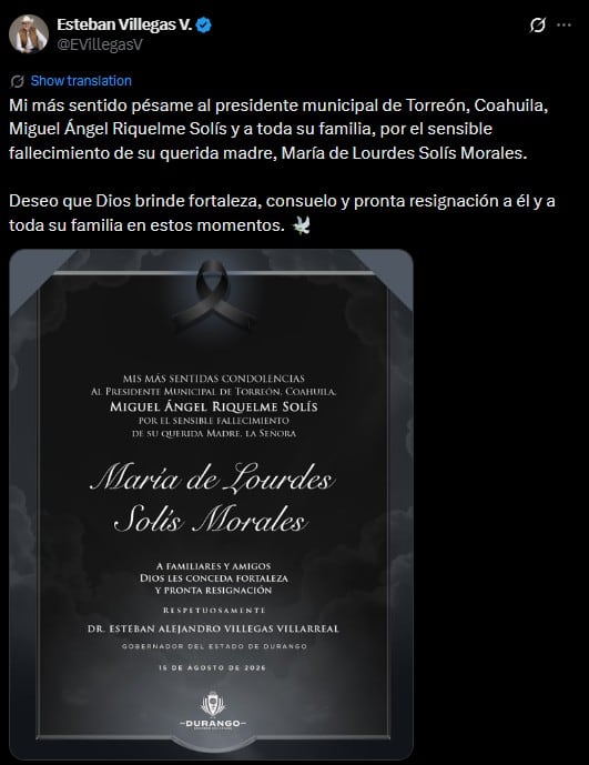 634qwqdmofcxpecj5ywftgannu Muere madre de Miguel Ángel Riquelme, alcalde de Torreón