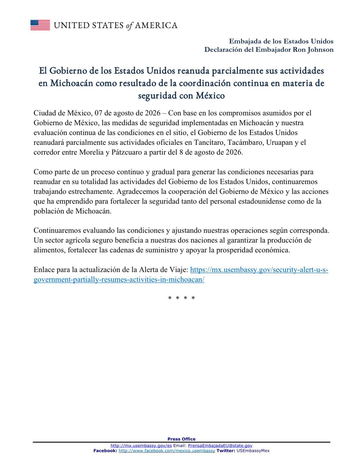 ajqkpsi3sfdifda3fdbi2hatbm Estados Unidos retoma actividades en Michoacán tras alerta de seguridad