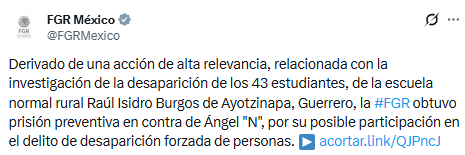 FGR reitera búsqueda de verdad y justicia en caso Ayotzinapa