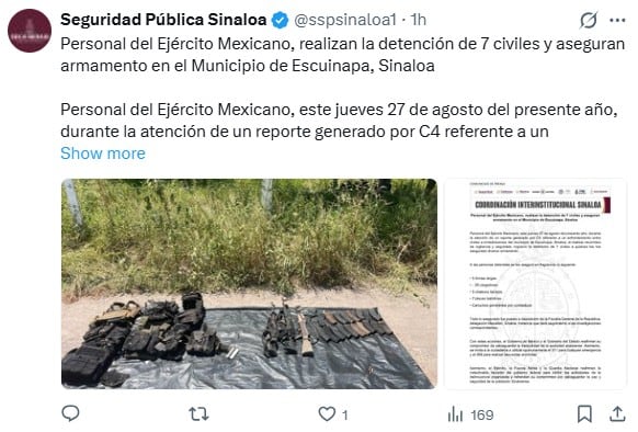 Jornada violenta en Escuinapa deja 5 muertos y 7 detenidos