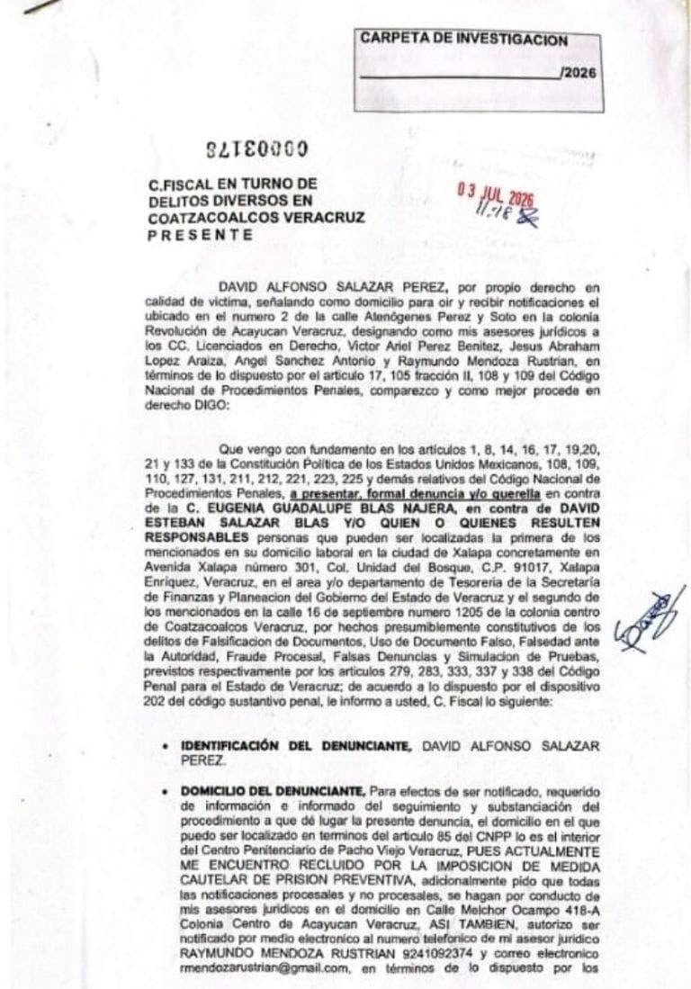 Exesposo de la tesorera de Veracruz la demanda por presunto abuso de poder; acusa fabricación de pruebas en su caso