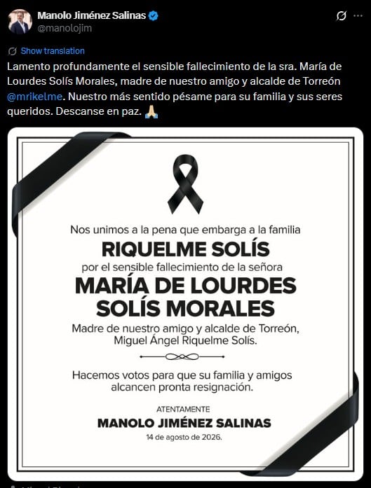 ozm7yoix6jb5pigixgldrjmdpi Muere madre de Miguel Ángel Riquelme, alcalde de Torreón