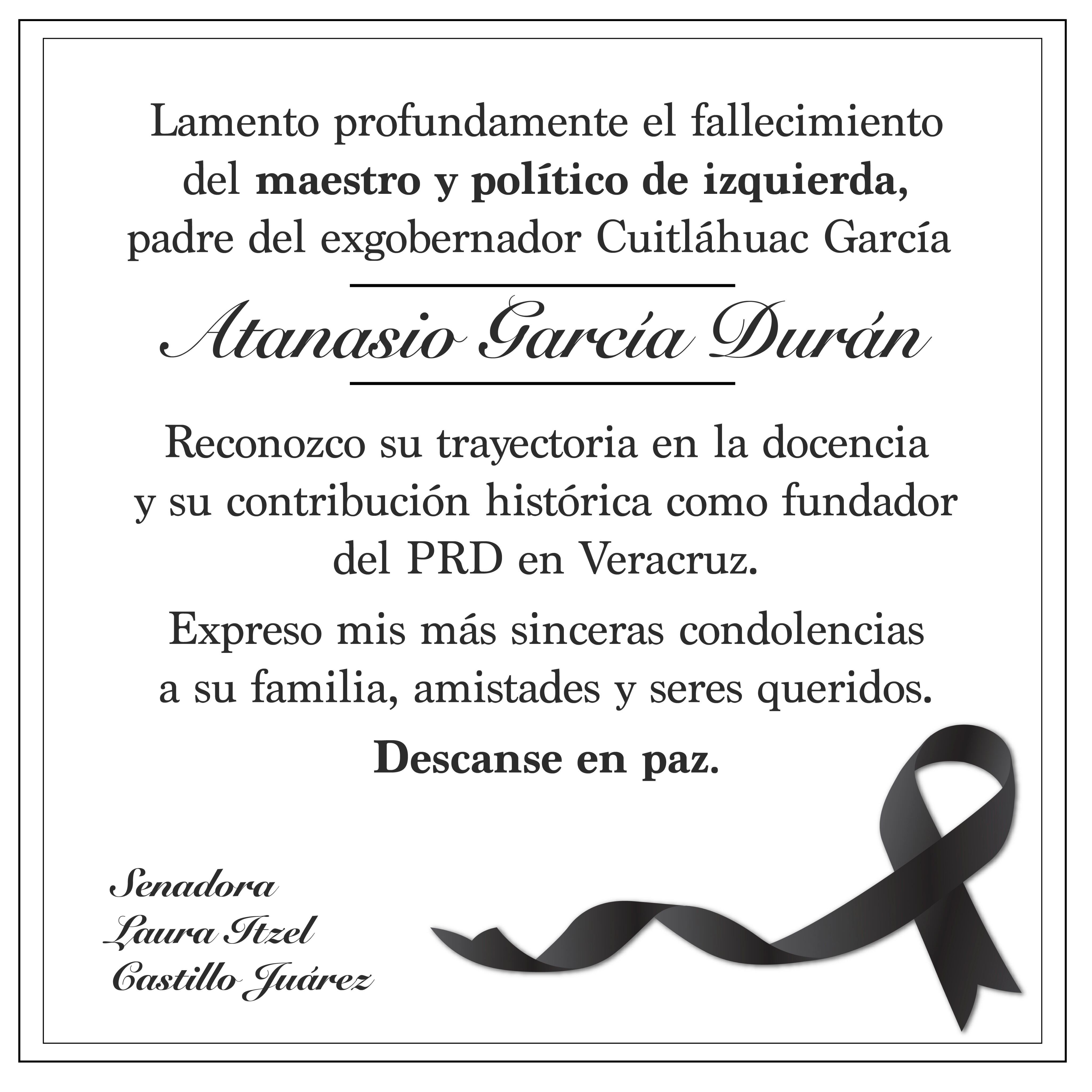 Muere Atanasio García Durán, padre del exgobernador Cuitláhuac García