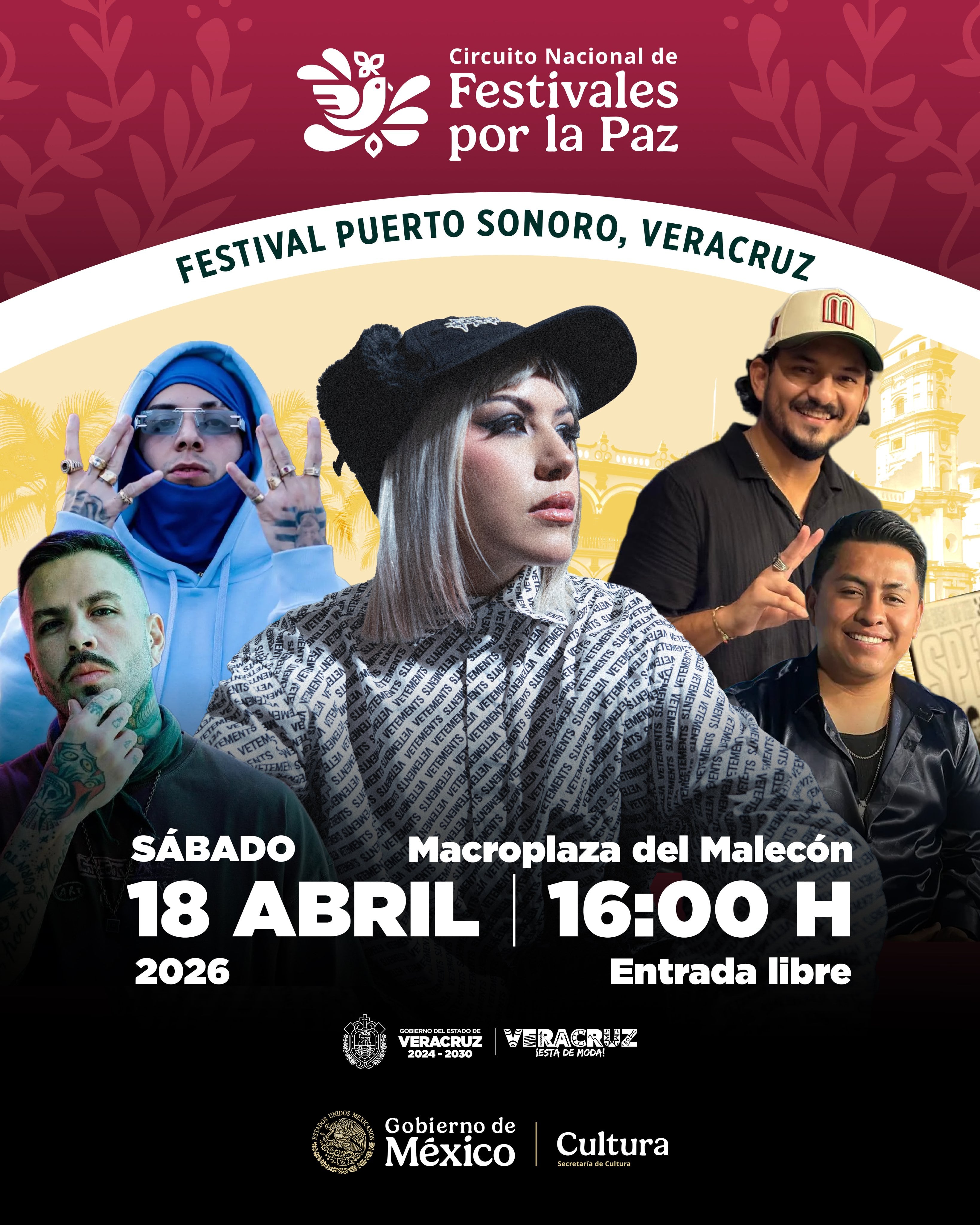 xbu44amgzbdrrblxwptpqx5epy Cartel del Festival Puerto Sonoro en Veracruz.