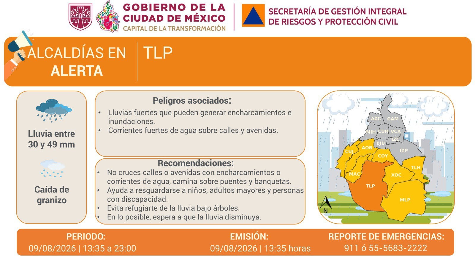 ykjmyuzbwjbvvp77hpqximtwgi SGIRPC informa sobre lluvia en la CDMX.