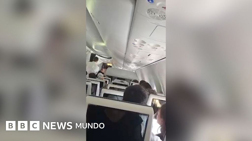 Las imágenes dentro del avión en el que apuñalaron a un piloto