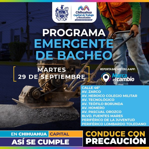 Atenderá Municipio diez zonas con bacheo 