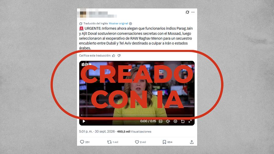 Mensaje de X que difunde el vídeo manipulado con IA de la BBC