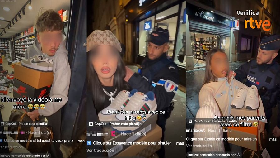 17275682 Capturas de vídeos publicados en TikTok con filtros para simular los saqueos en Francia