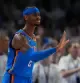 Oklahoma City Thunder guard Shai Gilgeous-Alexander celebrates after making a 3-pointer during the second half of Game 2 in the Western Conference finals NBA basketball playoffs series against the San Antonio Spurs Wednesday, May 20, 2026, in Oklahoma City. (AP Photo/Tony Gutierrez)